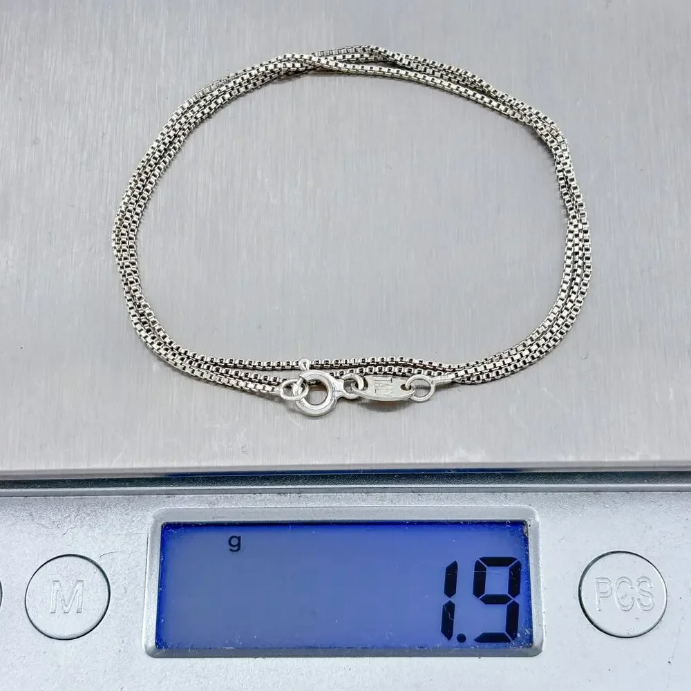 Vintage Italy Sterling Silver 925 Box Chain Necklace 18